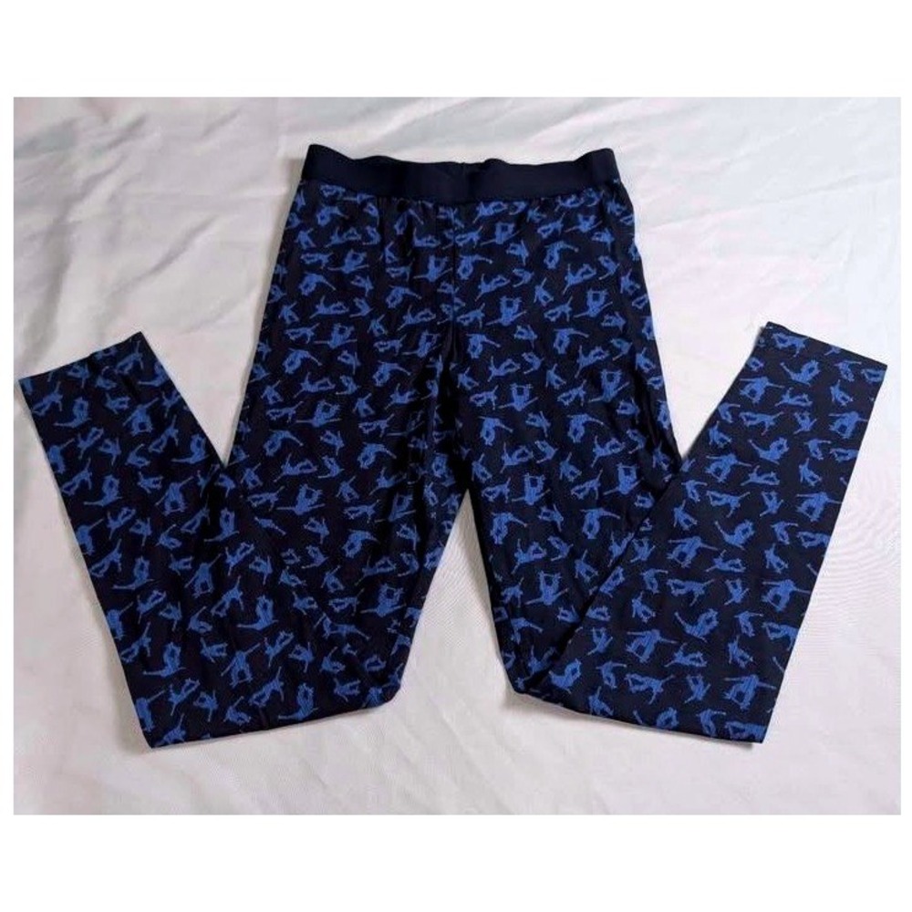Fashion 0 Alive/Skateboarder Print Leggings/Kids Size 9-10Y/Navy Blue Activewear